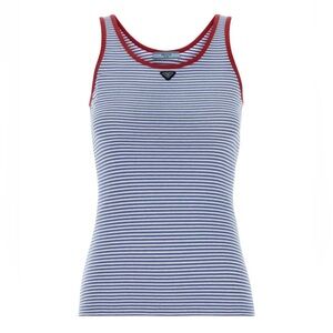 NWT Prada White & Blue Striped Tank with Red Trim sz. L
